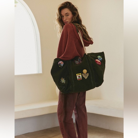 NWT Free People Been There Badge Tote Bag - One Size - Green - Picture 2 of 14